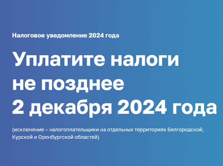 Уплатите налоги не позднее 2 декабря 2024.